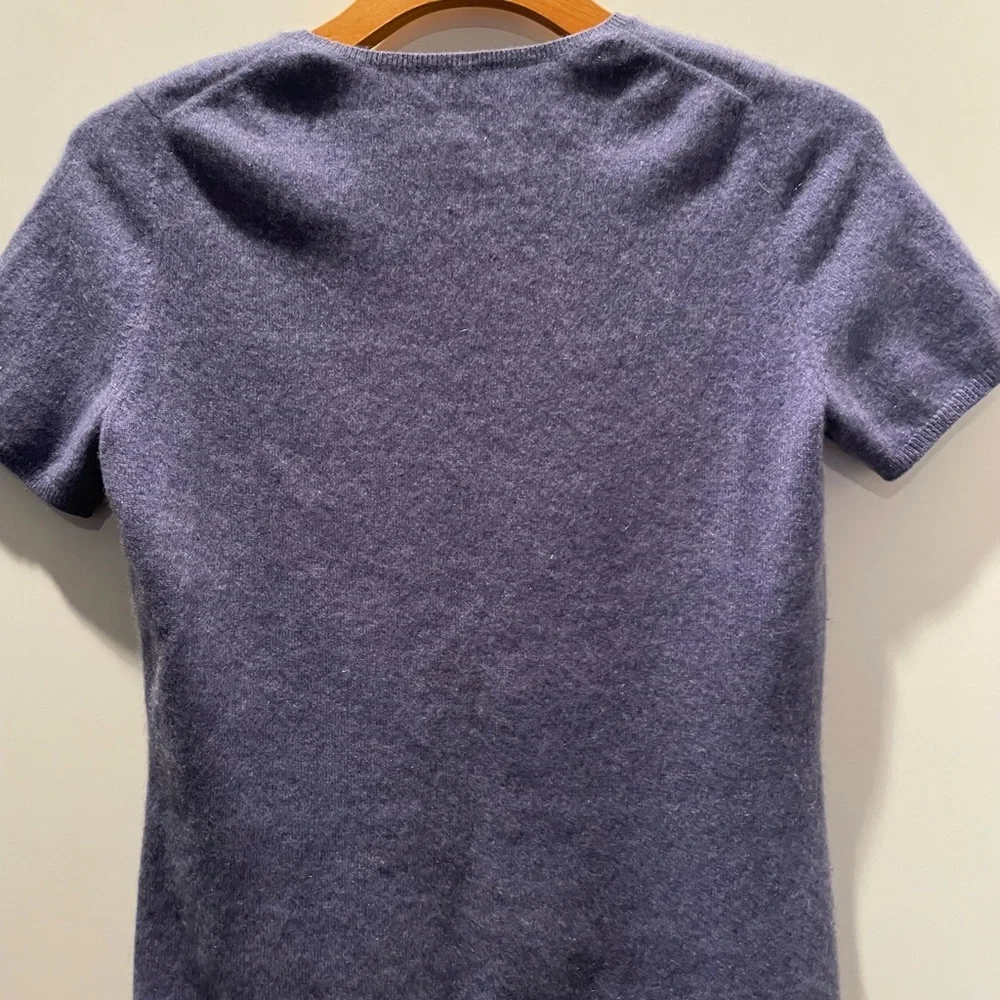 Pure Cashmere Crew Neck Short Sleeve Sweater Lavender